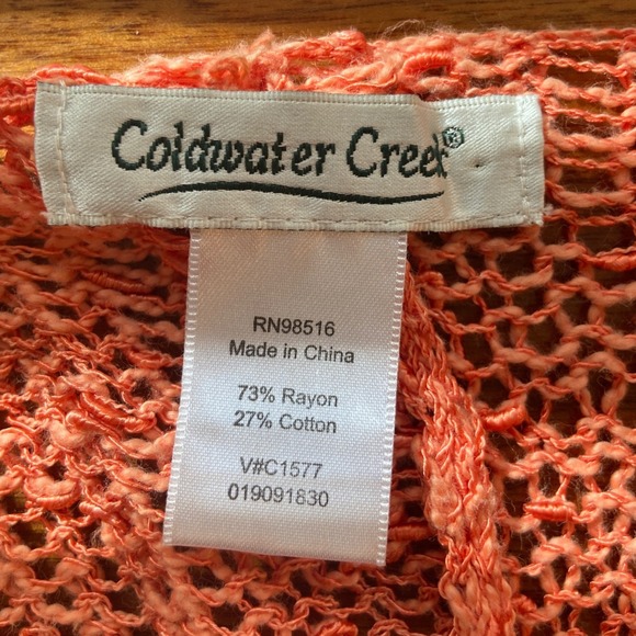 Coldwater Creek Ruana Shawl Orange Fringe Scarf Rayon Cotton Blend - Picture 4 of 4